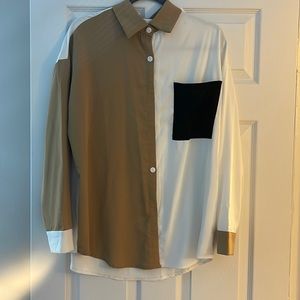 Nude, white, and black SHEIN button down. Size medium. Never worn!